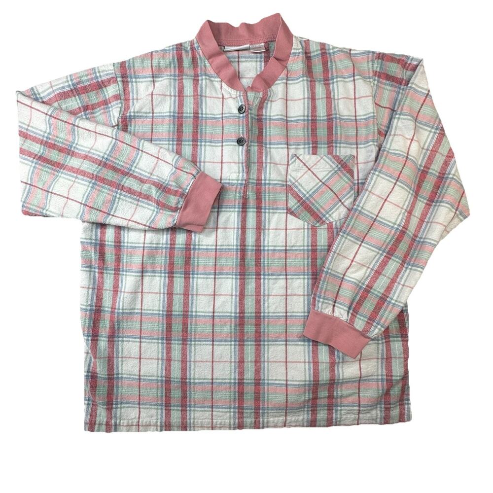 The Vermont Country Store Plaid Pullover Shirt Womens M Cottagecore -560